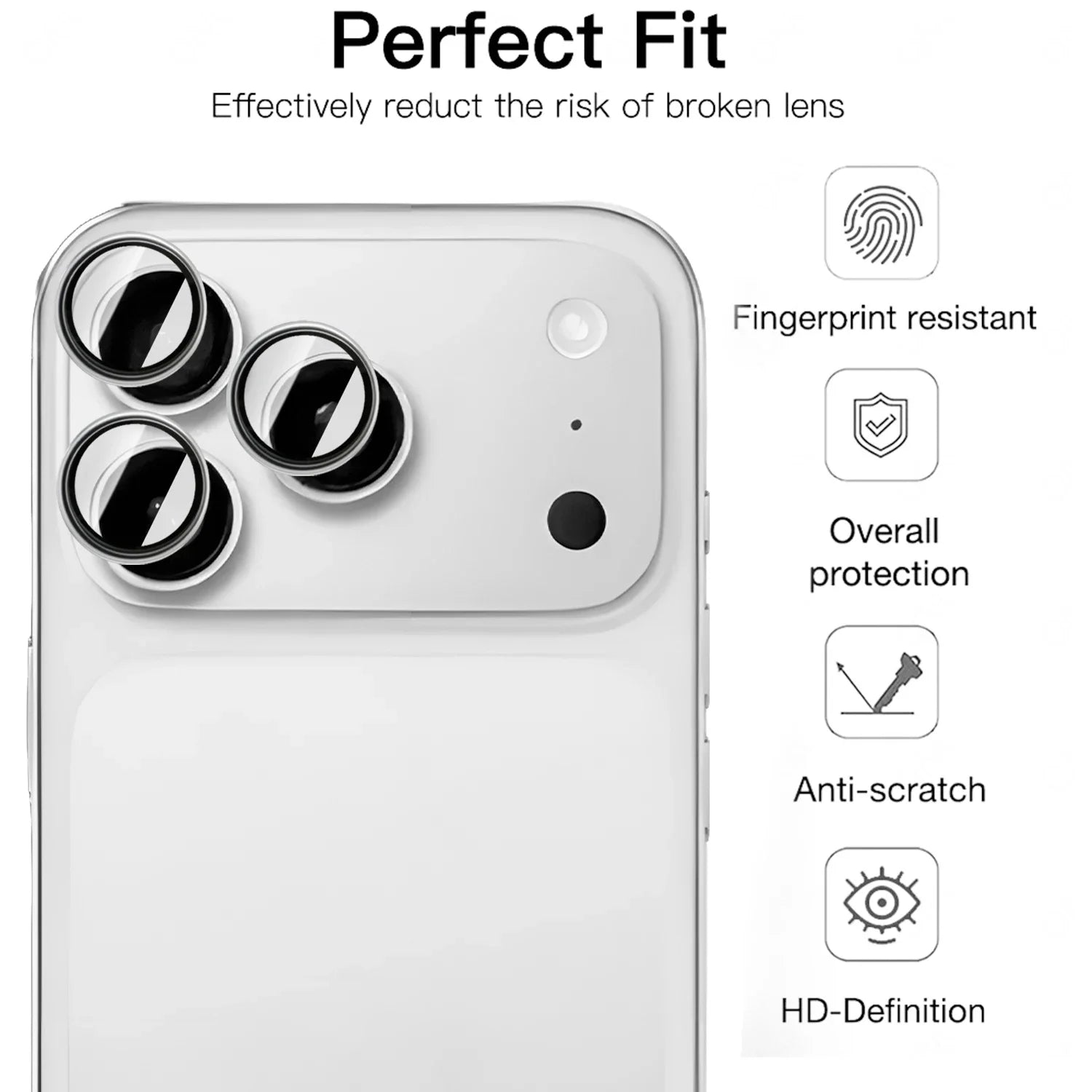 1-3set 9H Metal Lens Tempered Glass Film For iPhone 17 17Air 17Pro MAX Back Camera Lens Screen Protectors Metal Ring Caps
