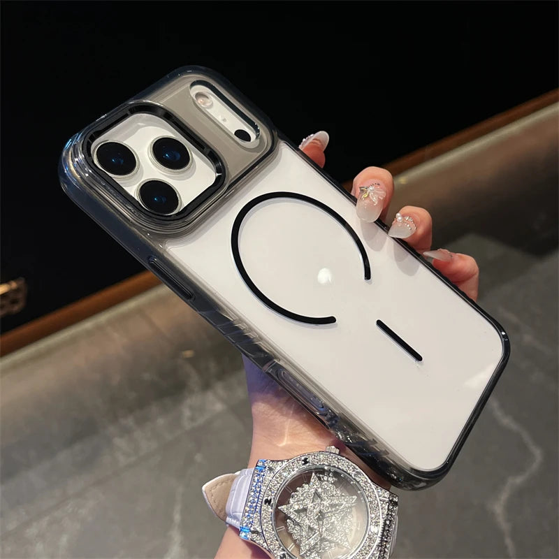 Luxury For Magsafe Magnetic Wireless Charging Phone Case for iPhone 17Air 17Pro 17 Pro Max Shockproof Transparent Hard Cover