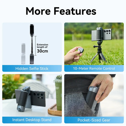 TELESIN shooting grip for phone with detachable Bluetooth remote