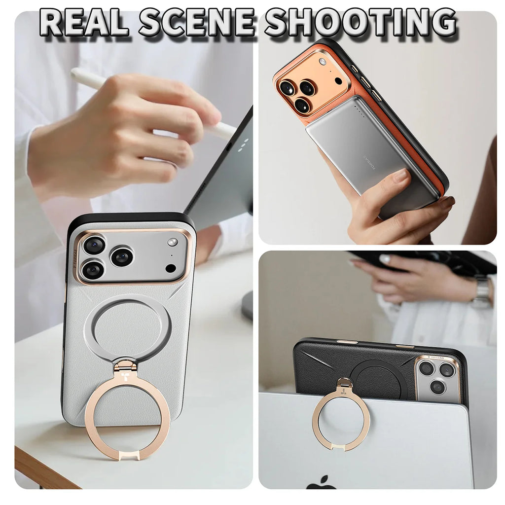 TORRAS Q3 Soft Leather Phone Case for iPhone 17 16 15 Pro Max, Fit for MagSafe with Ring, Mil-Grade Protection