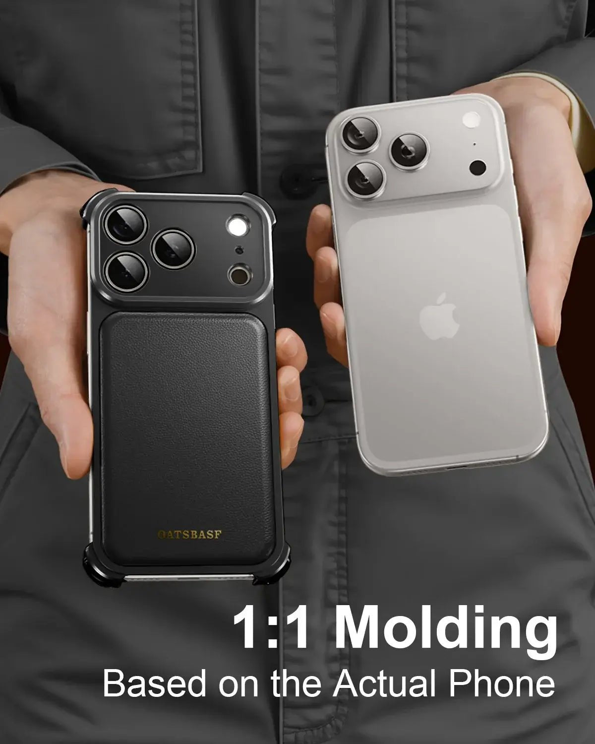 iPhone 17 16 Pro Max MagSafe Case leather metal front view