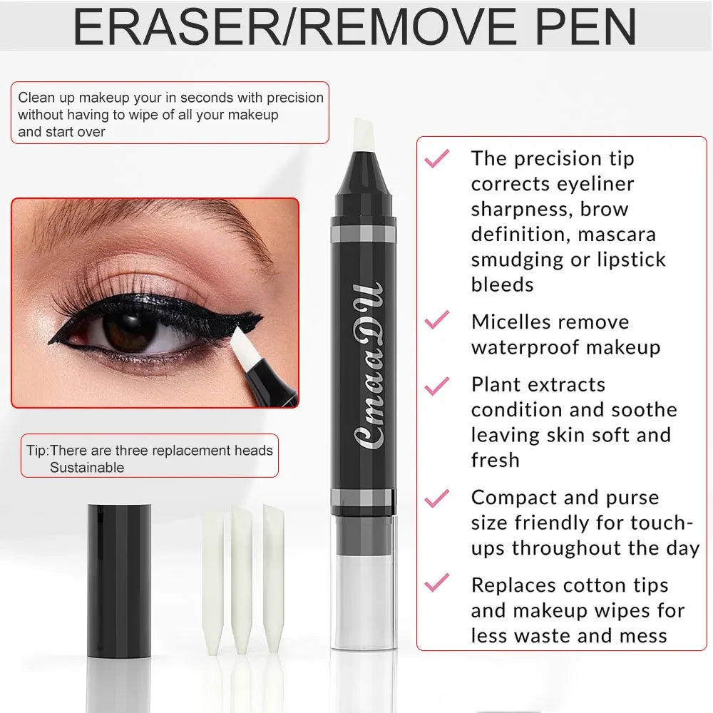 CmaaDu Eyeliner Makeup Remover Pen Dual-Purpose Tool for Correction & Removal Portable Pen Design