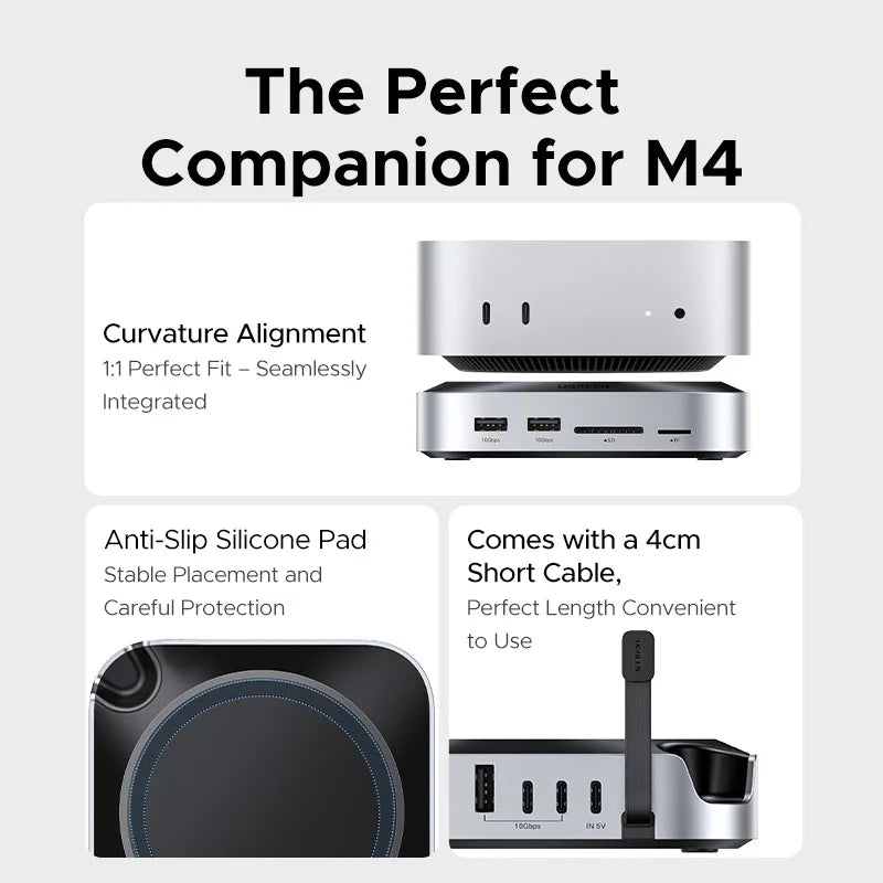 UGREEN USB HUB Docking Station for Mac Mini M4 M4 Pro M.2 NVMe SSD 8TB Max 10Gbps USB-A&C Ports SD&TF 170MB/s USB Splitter Dock