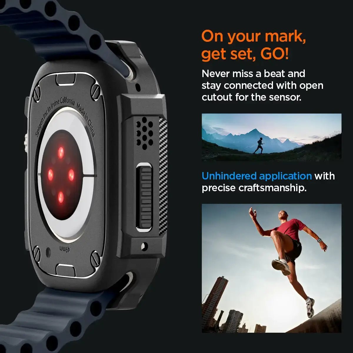Spigen Rugged Armor Case for Apple Watch Ultra carbon fiber detail Techs Park