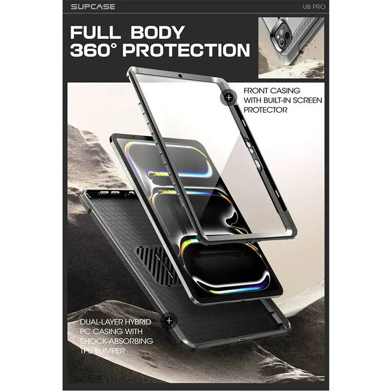 For iPad Pro 11 Inch Case M4 2024 (5th Gen) SUPCASE UB PRO Full-body Rugged Cover with Built-in Screen Protector & Kickstand