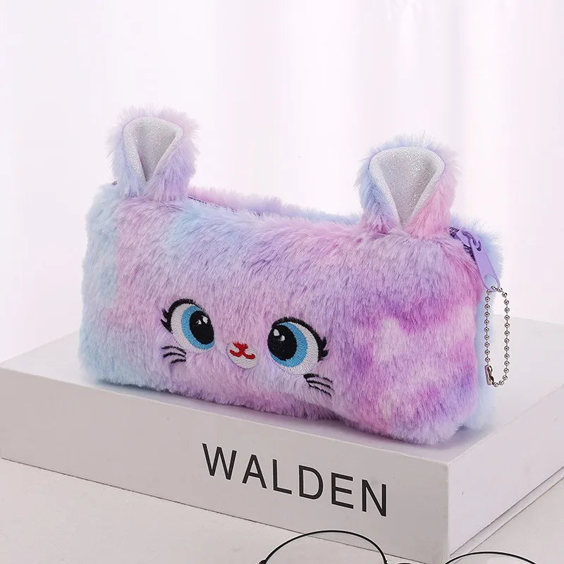 Kawaii Large Capacity Cat Zipper Pencil Case Cartoon Girl Storage Bag Back to School Pen Bag Office Supplies Stationery