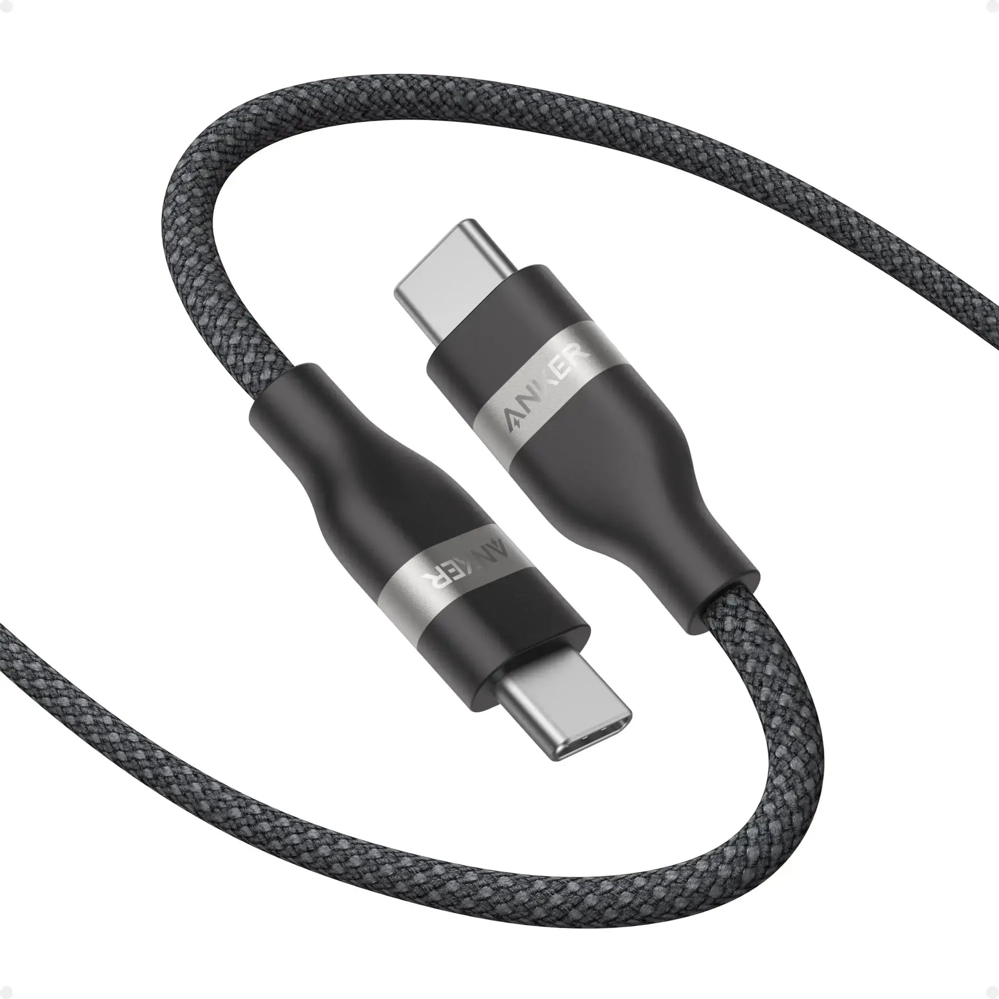 Anker USB-C to USB-C Cable Upcycled-Braided 240W Fast Charging with durable braided design and robust connectors.