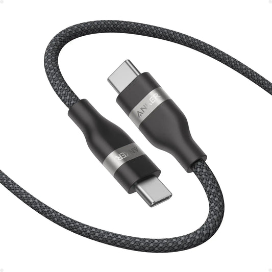 Anker USB-C to USB-C Cable Upcycled-Braided 240W Fast Charging with durable braided design and robust connectors.