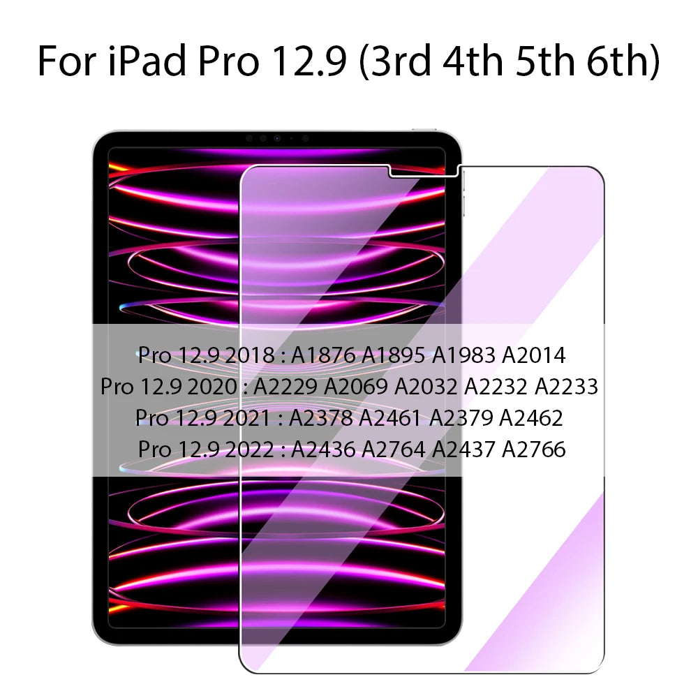 Tempered Glass For Ipad Pro 13 11th M4 12.9 A16 10 9 10th 9th Gen Screen Protector Air 11 5 4 M2 M3 Mini 6 7 A17 Blue Light Film