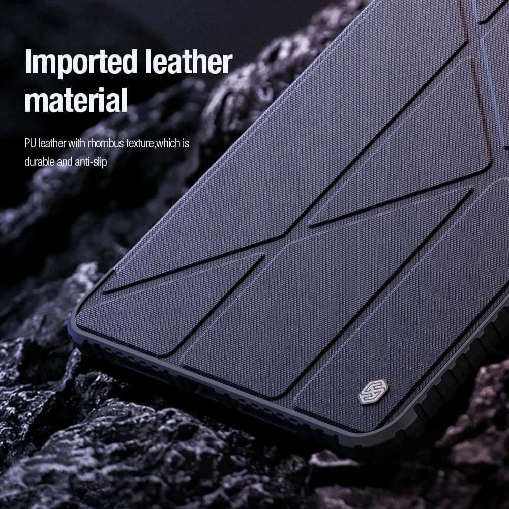 NILLKIN for Apple IPad Pro 11 2024 Bumper Flip Leather Case Slide Camera Cover with Stand Back Shockproof Hard PC+PU Protector