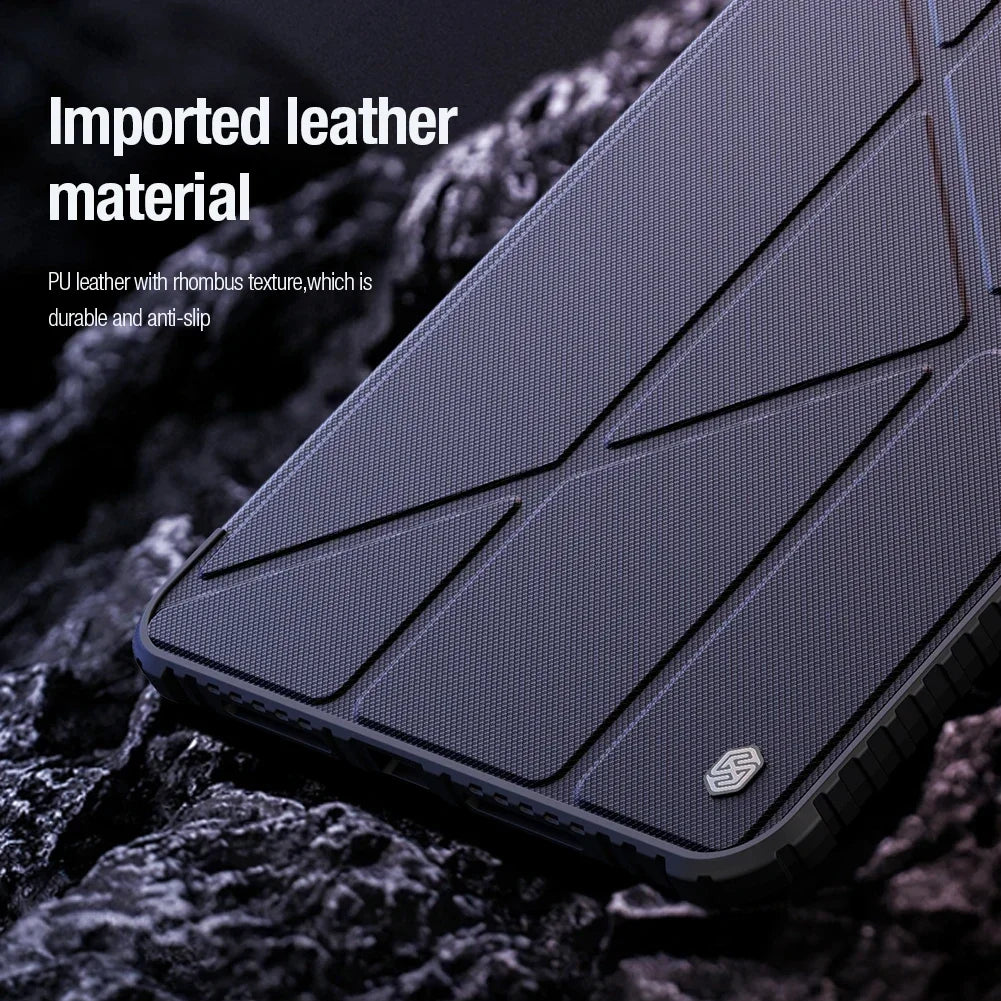 NILLKIN for Apple IPad Pro 11 2024 Bumper Flip Leather Case Slide Camera Cover with Stand Back Shockproof Hard PC+PU Protector