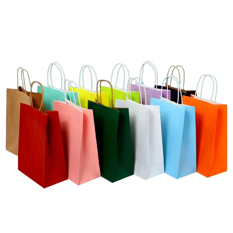 10/30/50pcs Holiday Party Gift Bag with Handle Jewelry Shopping Bag Christmas Valentine's Day Marriage Gift Colored Paper Bag