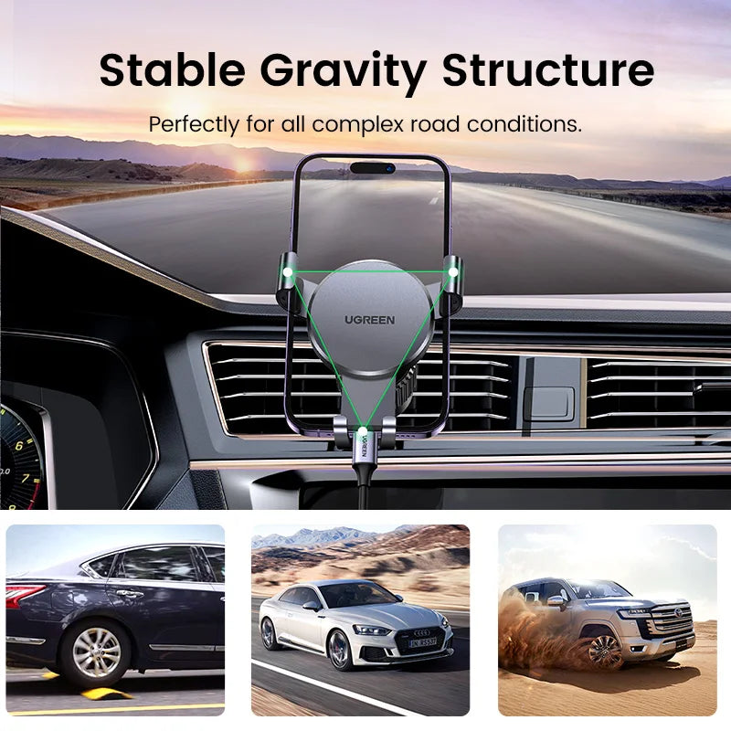 【New-in Sale】UGREEN Car Phone Holder Gravity Phone Stand For Xiaomi Samsung iPhone 16 15 14 Pro Max Air Vent Car  Holder Stand