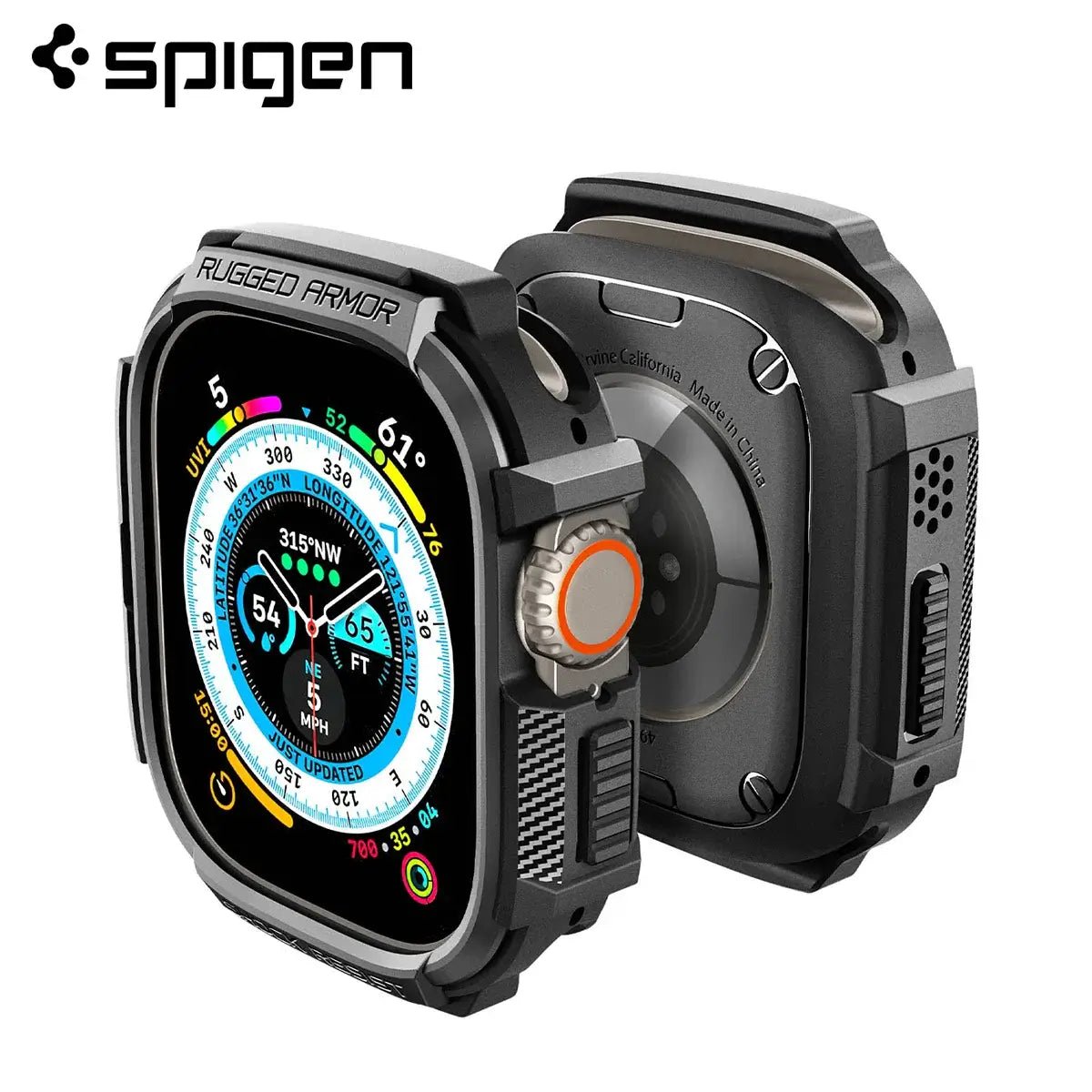 Spigen Rugged Armor Case for Apple Watch Ultra front view Techs Park