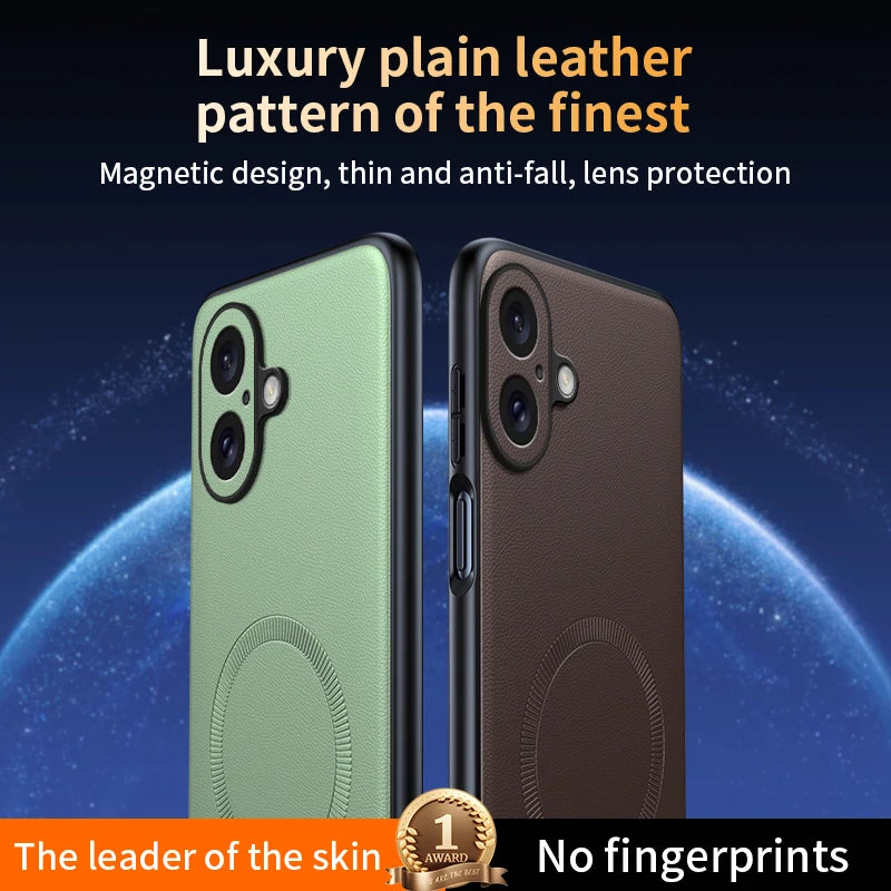For Iphone 17 Case Magnetic Leather Shield Cover For Iphone 17 Anti-Fingerprint Non-Slip PC+TPU