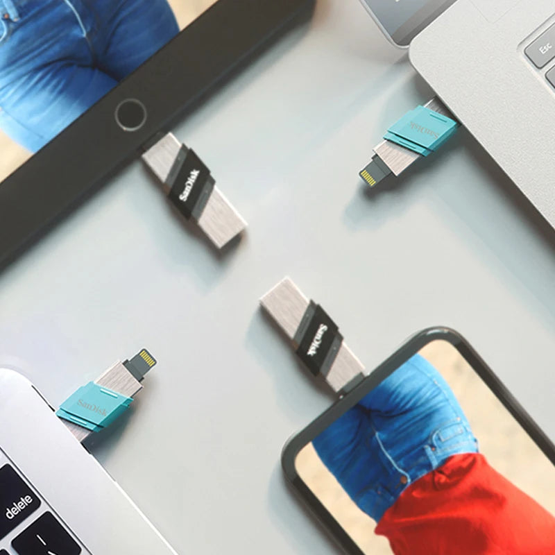 Sandisk iXPAND USB 3.0/USB 3.1 OTG Flash Drive 128GB Lightning to Pen Drive 256GB U Disk For iPhone iPad iPod Memory Stick