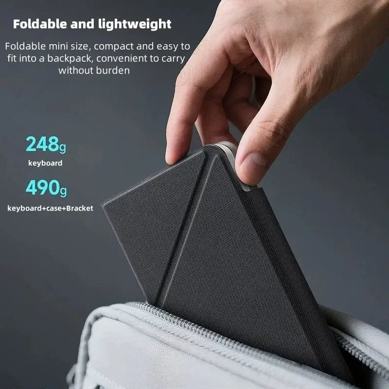 Foldable Bluetooth Keyboard with Touchpad folded view Techs Park