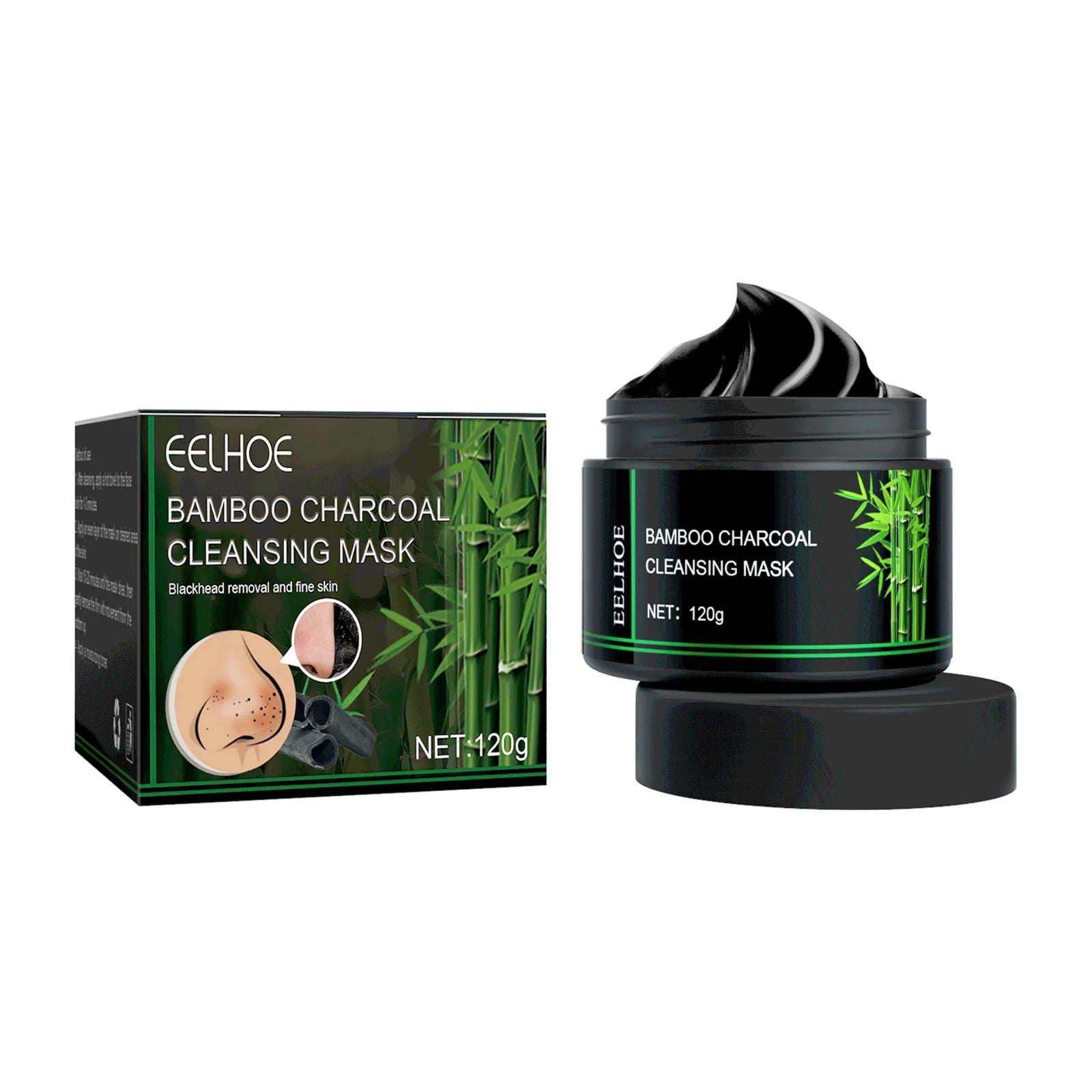 EELHOE Bamboo Charcoal Blackhead Tearing Mask Moisturizing Blackhead and acne Shrinking Pore Oil-controlling Mud Mask