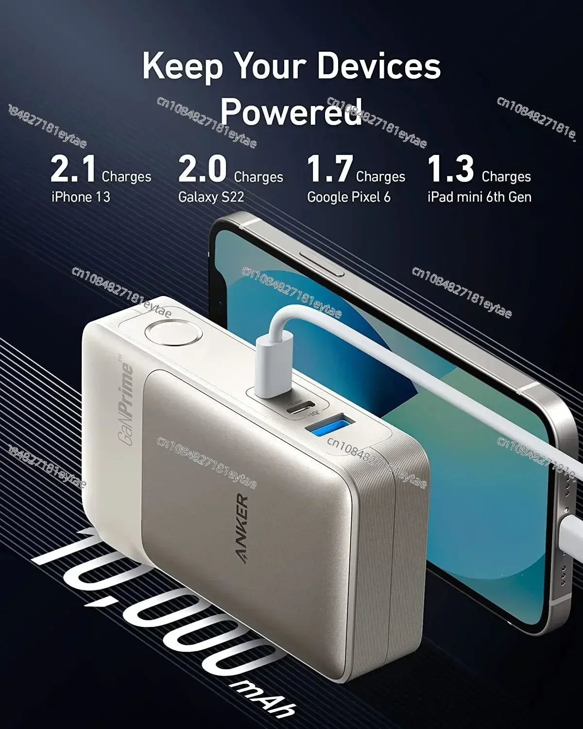 Portable Charger Powerbank 10000 mAh ANKER Mobile Power 733 GaN 65W USB-C Charger & Power Bank