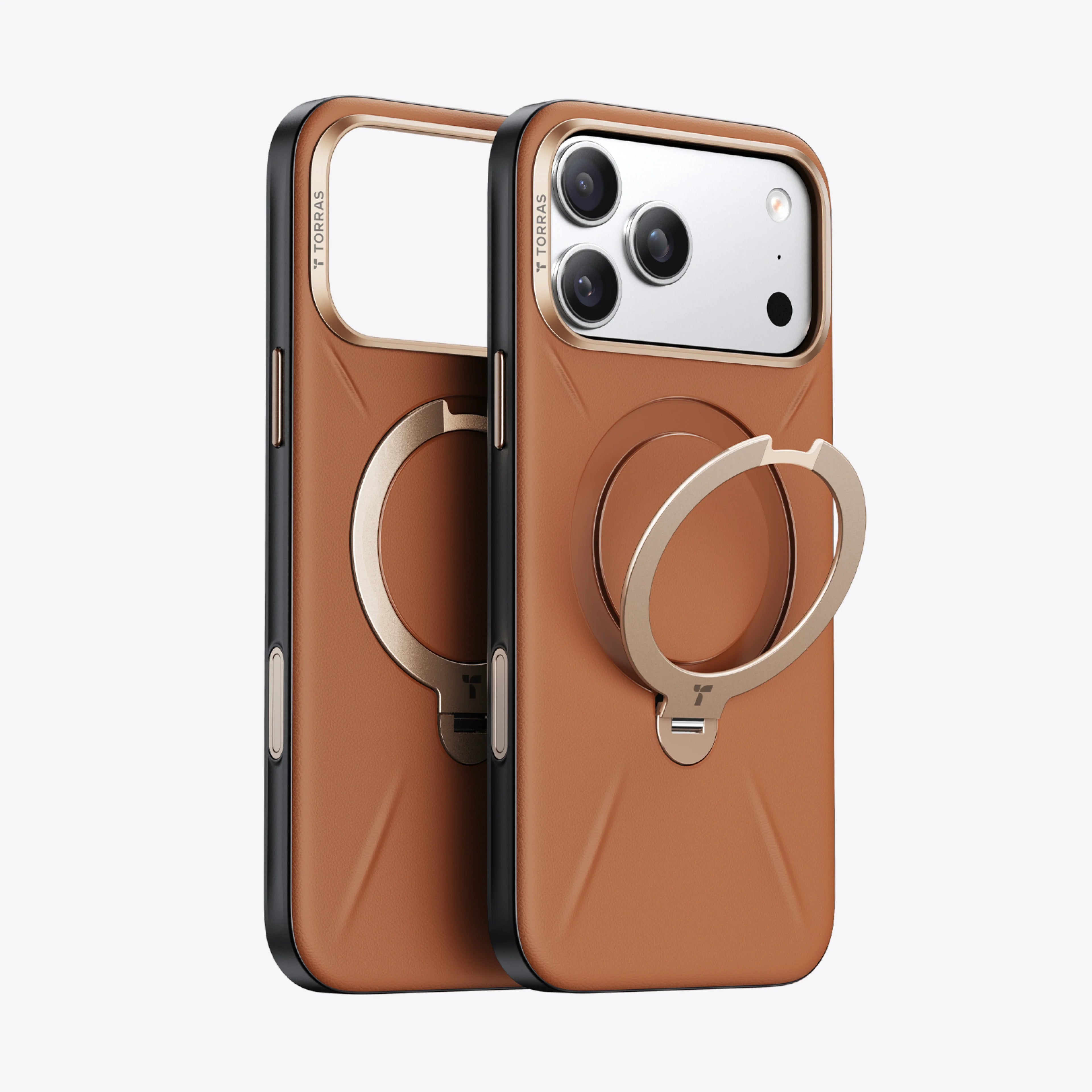TORRAS Q3 Soft Leather Phone Case for iPhone 17 16 15 Pro Max, Fit for MagSafe with Ring, Mil-Grade Protection