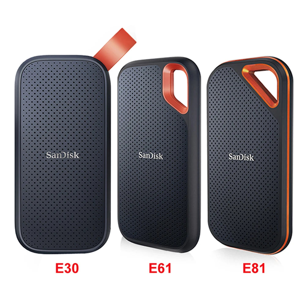 SanDisk SSD E30 E61 E81 Extreme PRO 4TB 2TB 1TB USB 3.2 Gen 2 Type-A/C Portable External Solid State Drive NVME Hard Disk