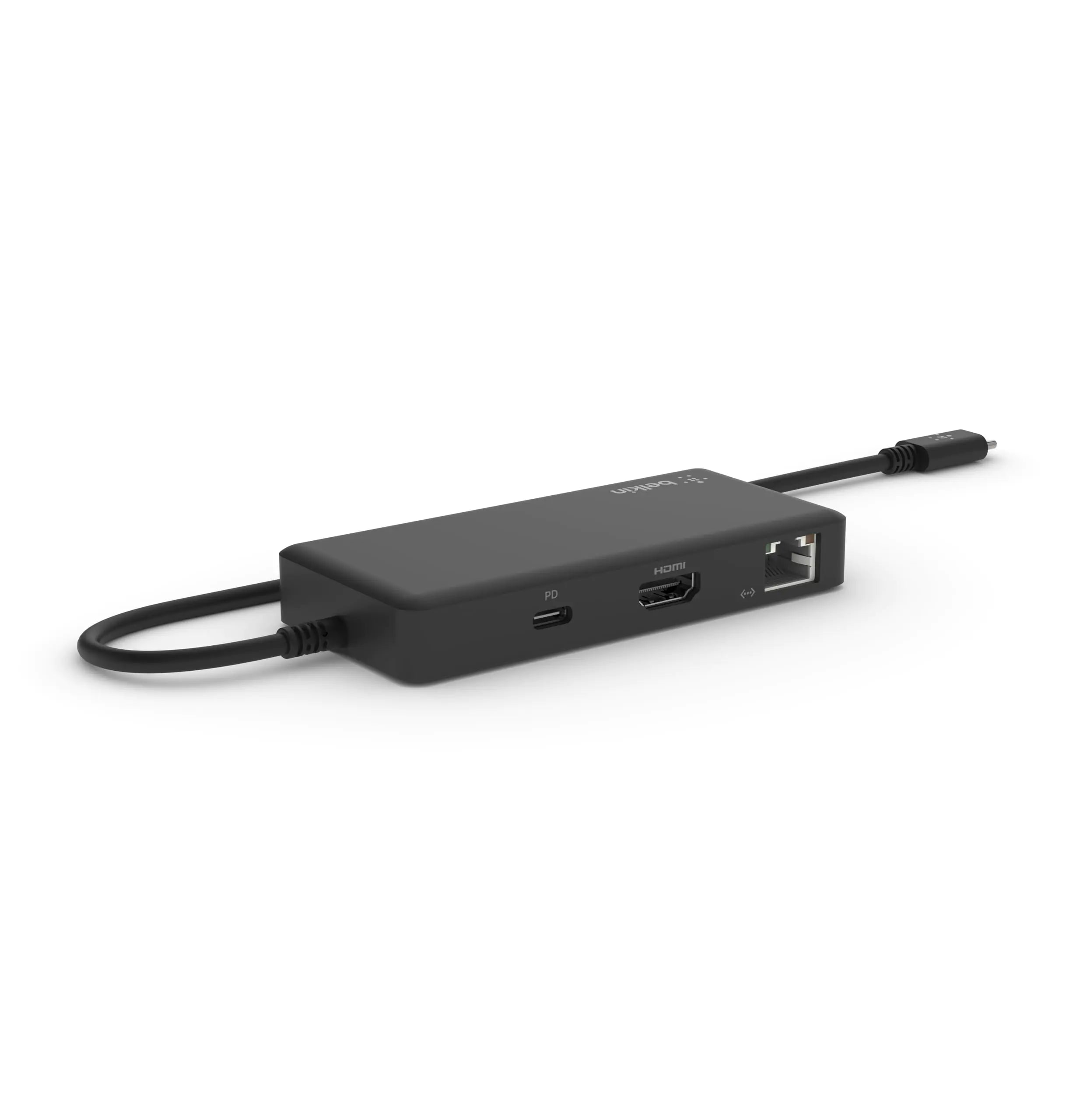 Belkin 5-in-1 Powered USB-C & USB Hub USB-C Docking Station w/ 2 USB-A Ports 1 USB-C Port Ethernet & 4K HDMI Port Compatible with MacBook Chromebook & Other USB-C Devices