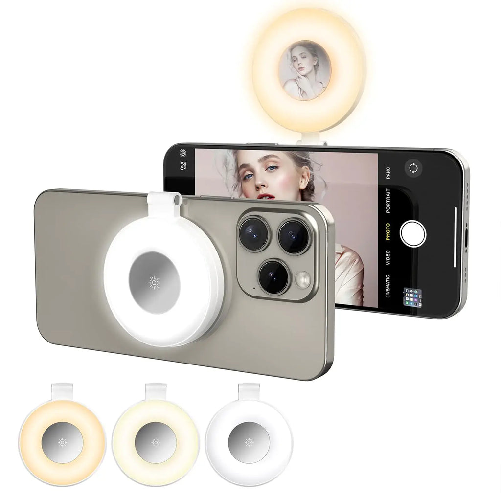 Selfie Light for iPhone Magnetic Ring Light Adjustable Brightness Compatible with Magsafe for All Phones Selfie Vlogs Photography TikTok Zoom Calls Video Live Streaming