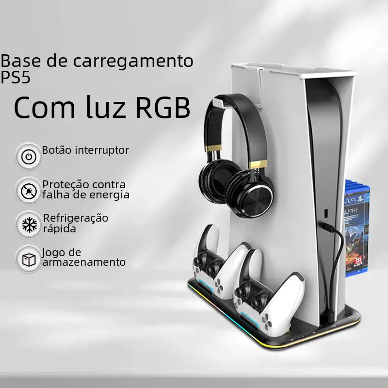 RGB PS5 charging dock dual controller charger white and black