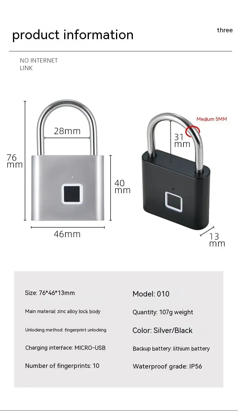 Smart Waterproof Household Fingerprint Lock
