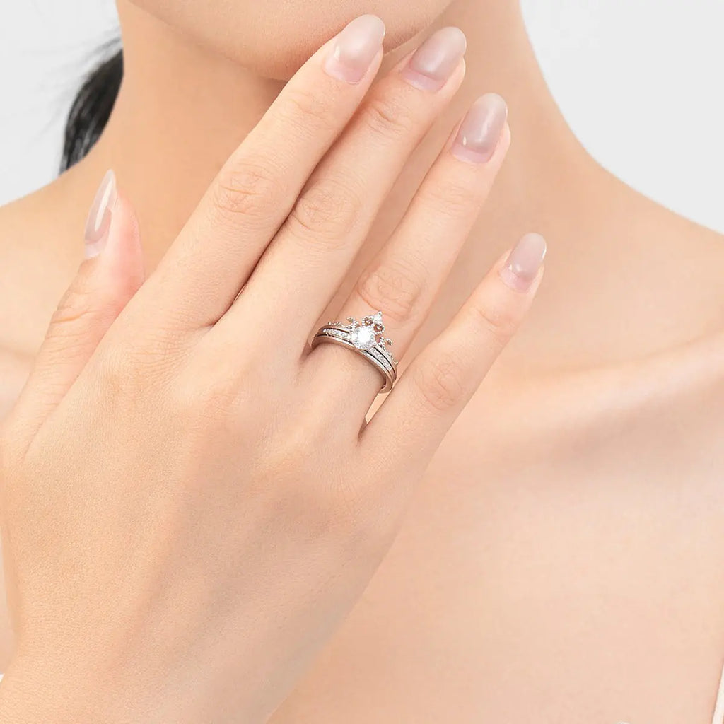 S925 Sterling Silver Light Luxury Crown Ring