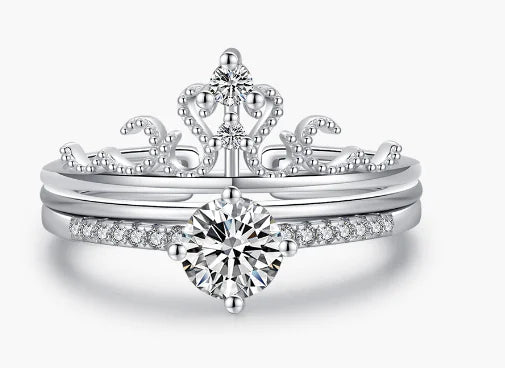 S925 Sterling Silver Light Luxury Crown Ring