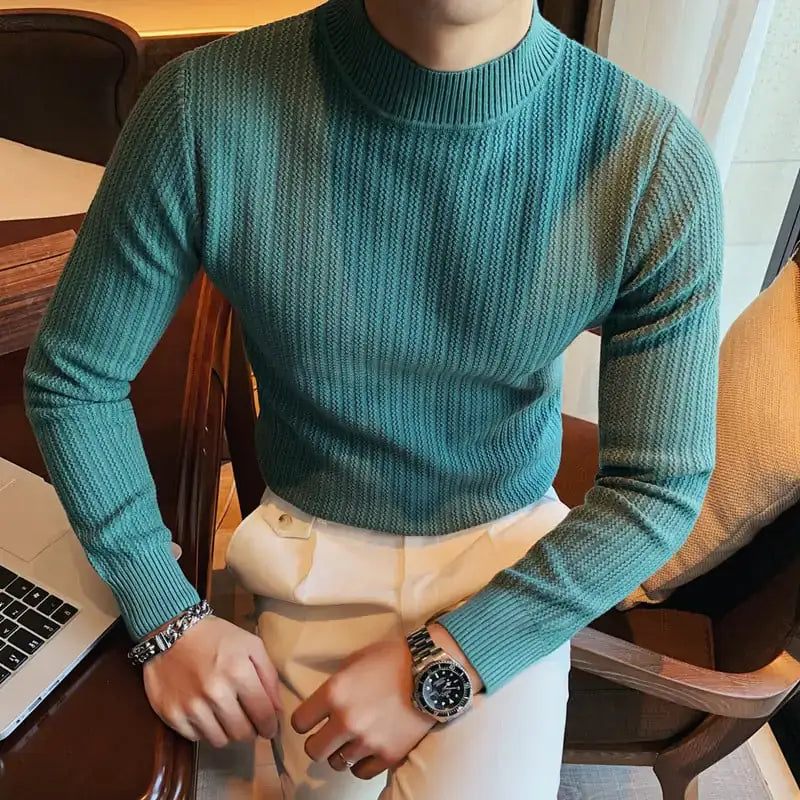 Solid Color Sweater with Fashion Collar