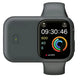 Portable Wireless Power Bank for Apple Watch – 1200mAh Charger next to an Apple Watch displaying health metrics.