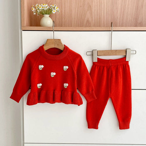 Arrival Autumn Baby Girls Long Sleeves Flowers Pattern Knitted Top