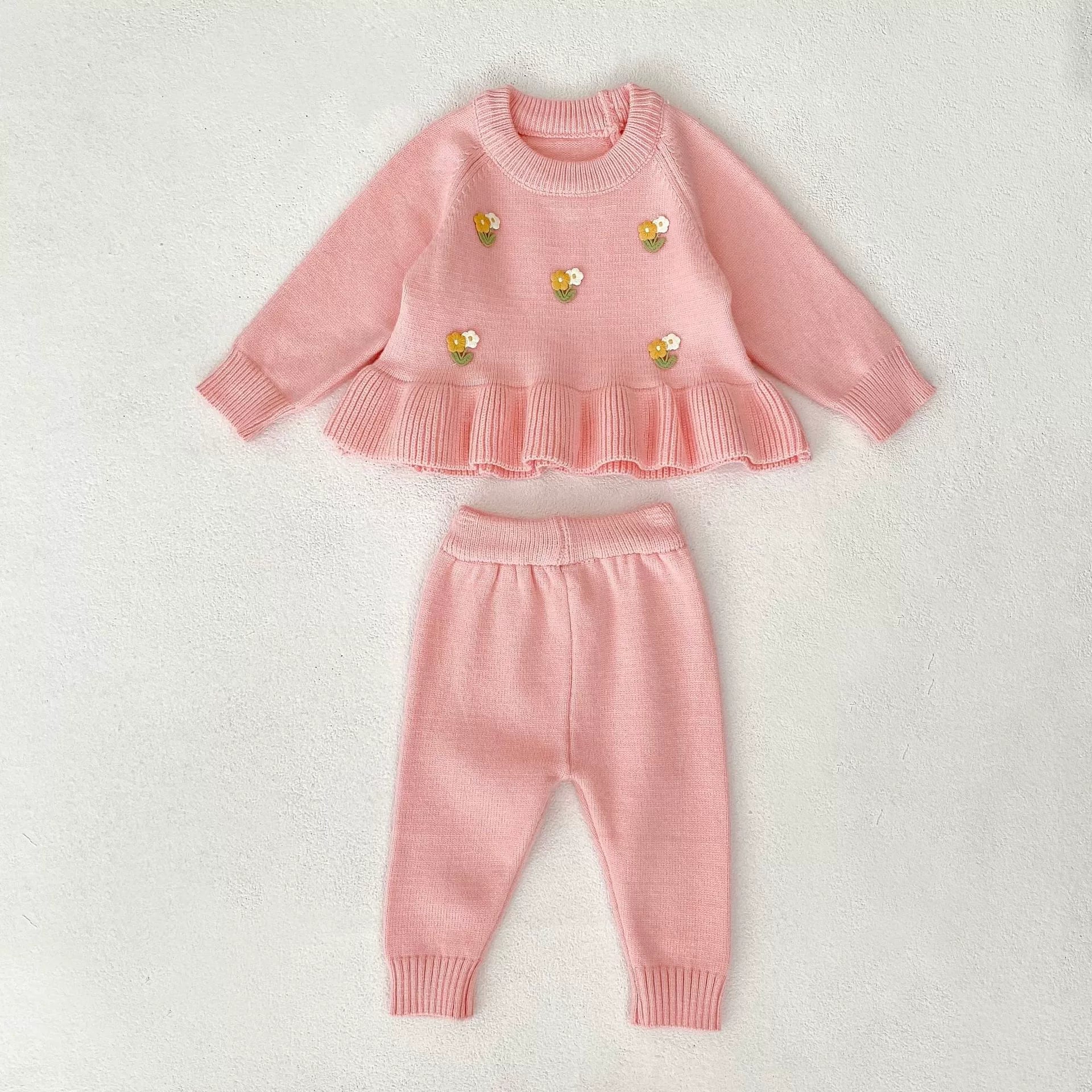Arrival Autumn Baby Girls Long Sleeves Flowers Pattern Knitted Top
