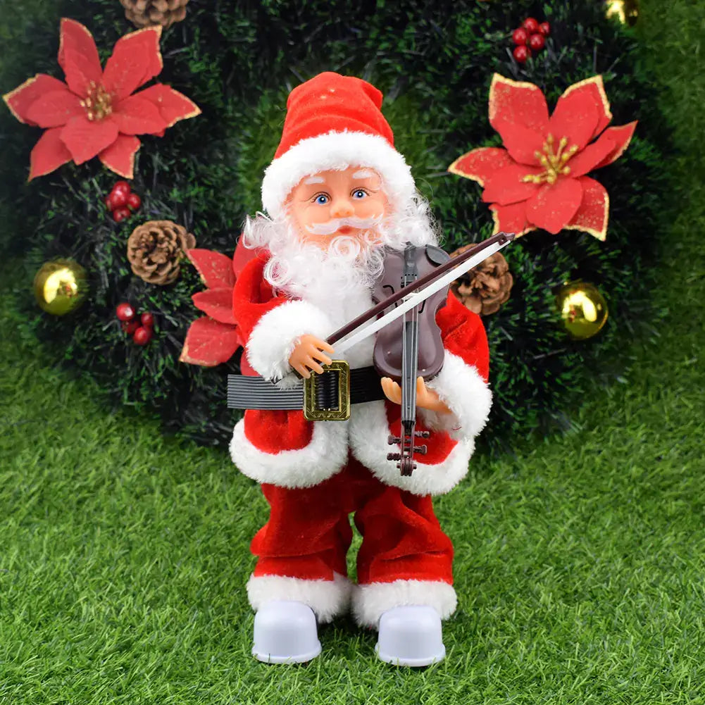 Santa Claus Climbing Toy - Festive Holiday Decor featuring a Santa figurine playing a violin decoration for Christmas.