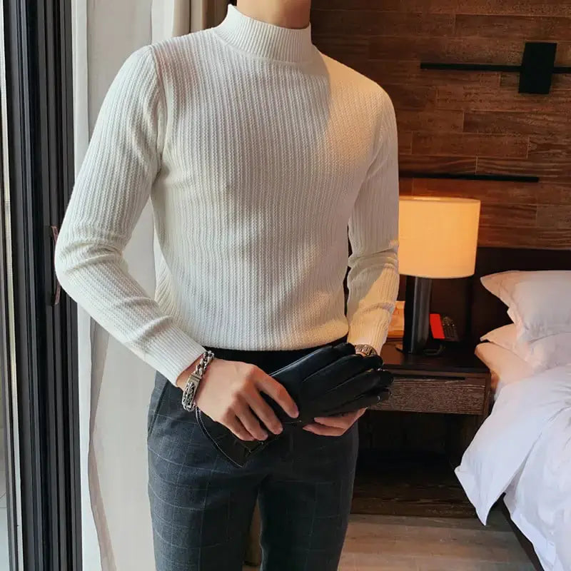 Solid Color Sweater with Fashion Collar