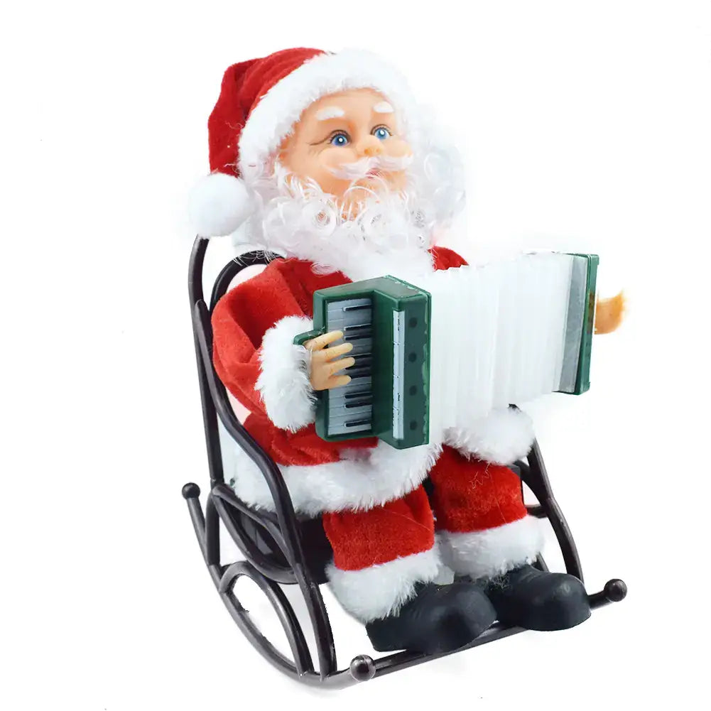 Santa Claus Climbing Toy - Festive Holiday Decor with Santa playing accordion on a sleigh.