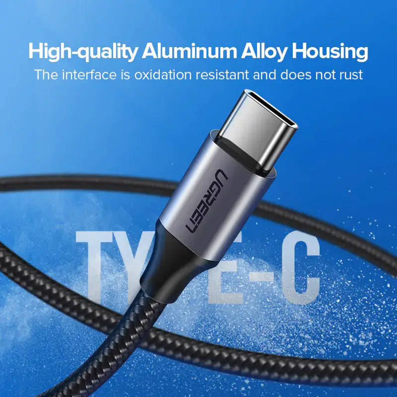 Ugreen Type C USB Cable for Fast Charging and Data close-up with aluminum alloy housing