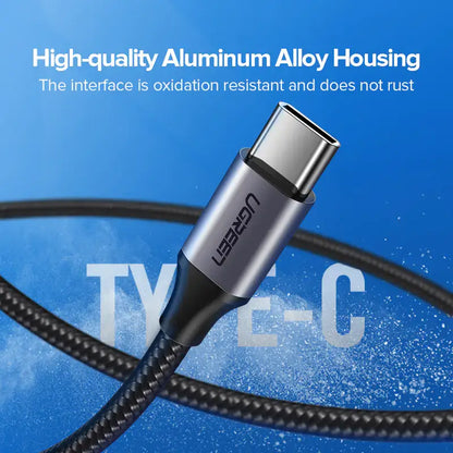 Ugreen Type C USB Cable for Fast Charging and Data close-up with aluminum alloy housing