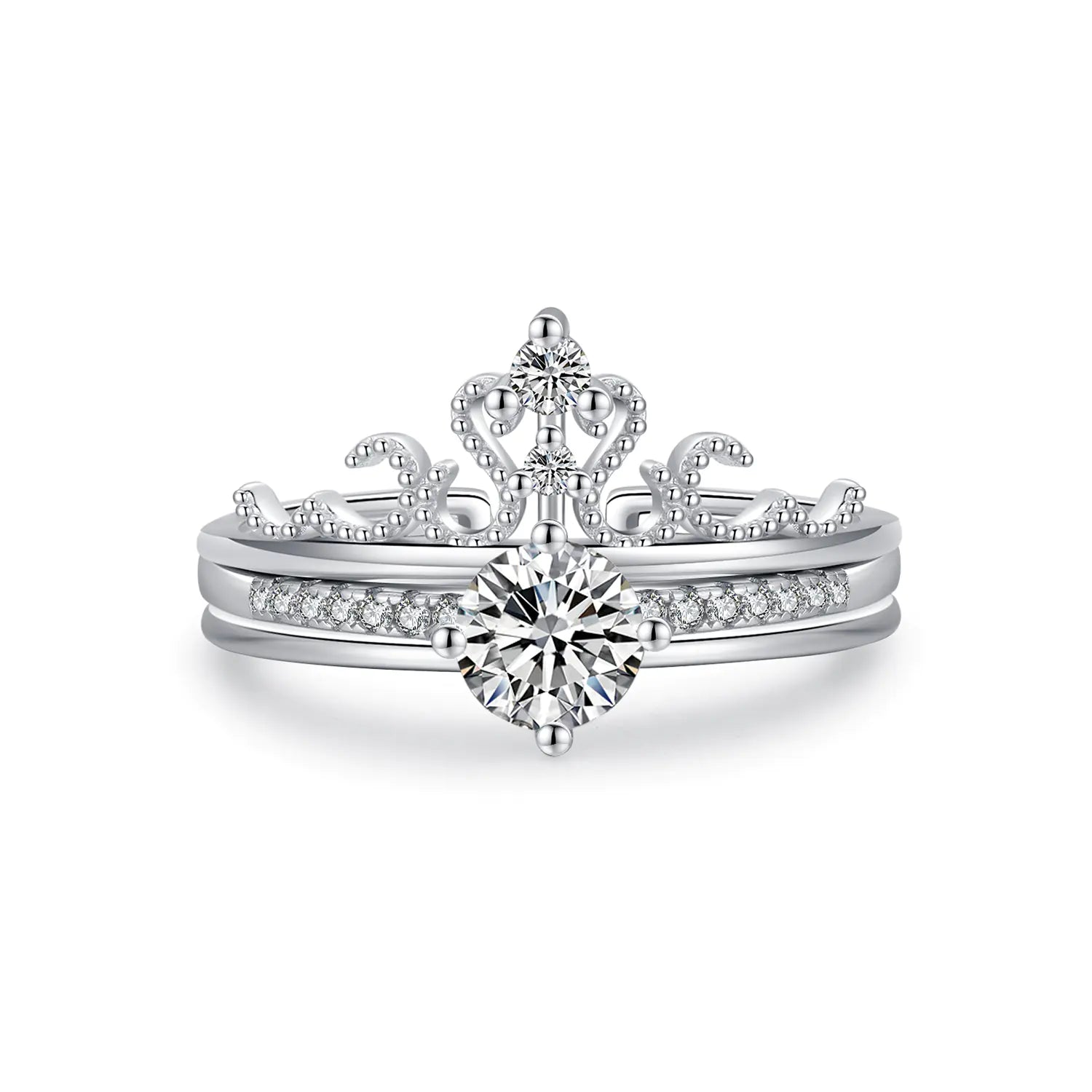 S925 Sterling Silver Light Luxury Crown Ring