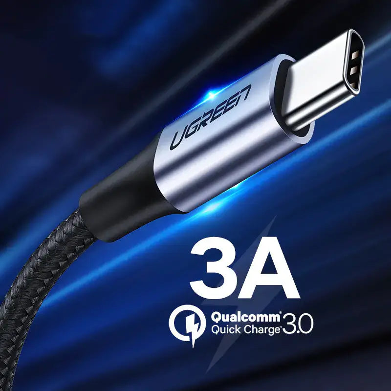 Ugreen Type C USB Cable for Fast Charging and Data with 3A output and Qualcomm Quick Charge 3.0 features.