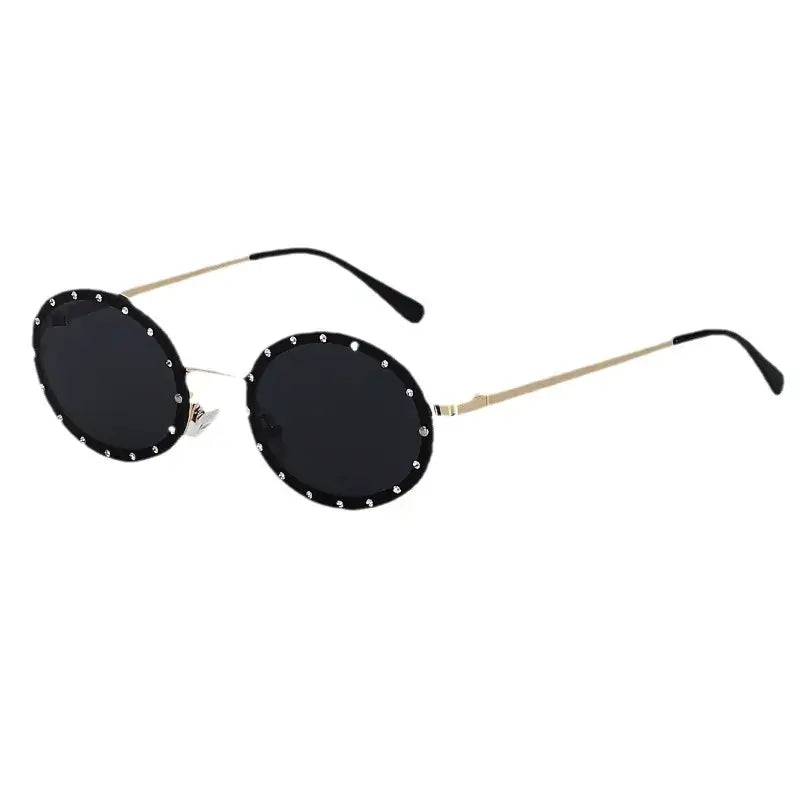 Trendy Oval Diamond Sunglasses with Metal Frame for Women