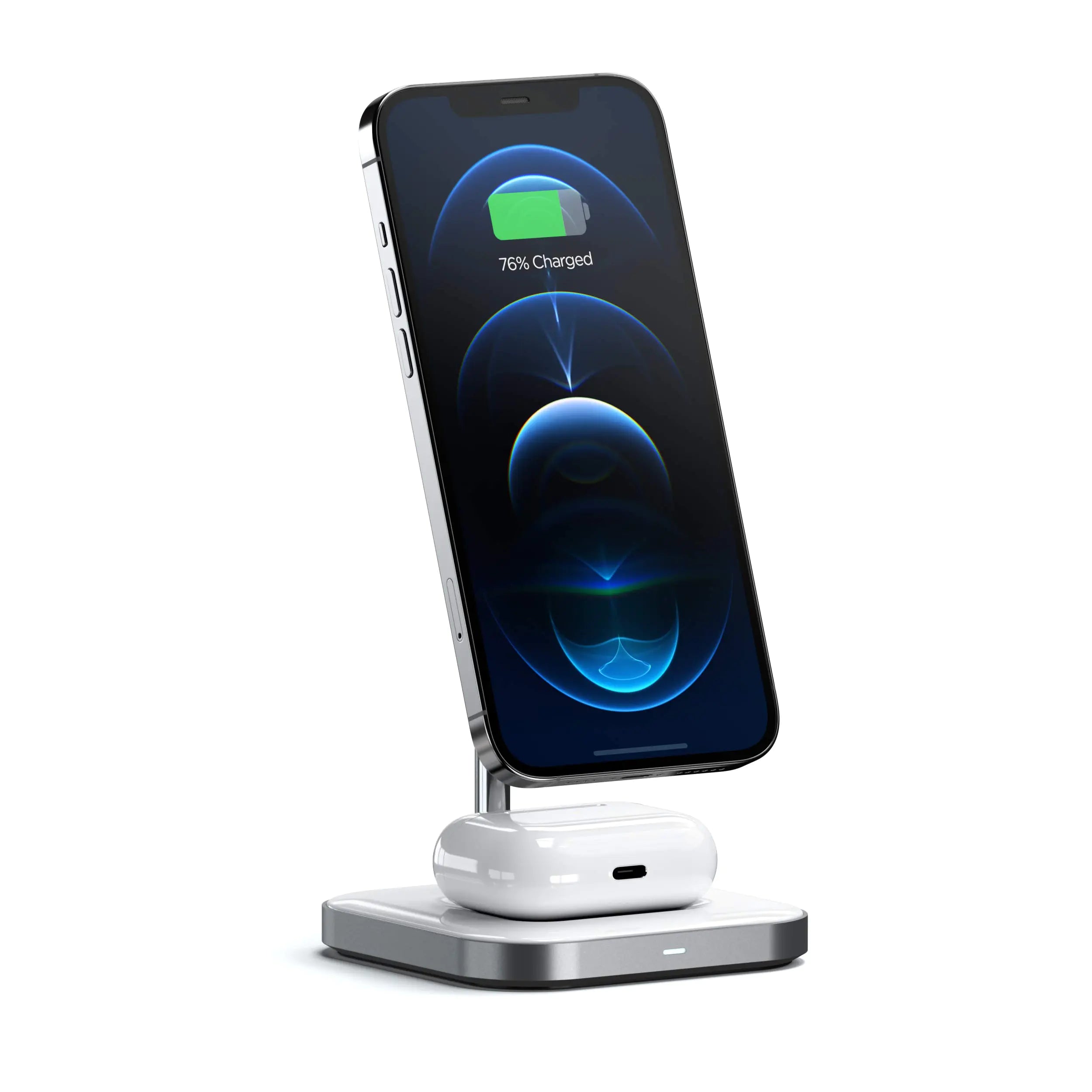 Satechi Aluminum 2-in-1 Magnetic Wireless Charging Stand – Compatible with iPhone 16 Pro Max/16 Pro/16/16 Plus iPhone 15 Pro Max/15 Pro/15/15 Plus AirPods Pro 2/1 AirPods Gen 3/2